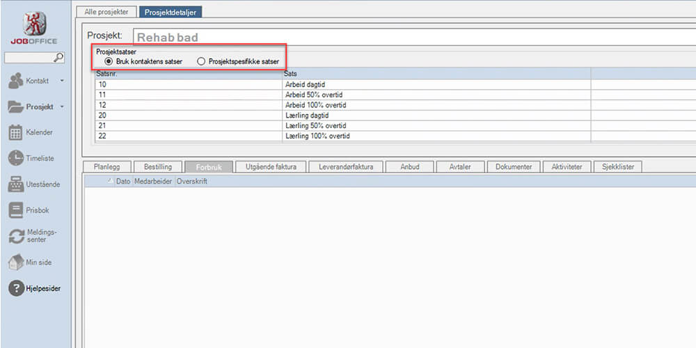 Du kan lage kunde- og prosjektspesifikke satser i JobOffice-bilde3.jpg